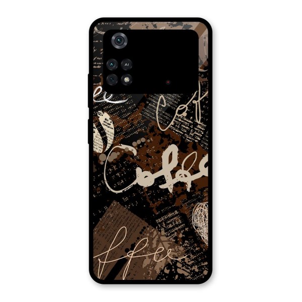 Coffee Scribbles Glass Back Case for Poco M4 Pro 4G