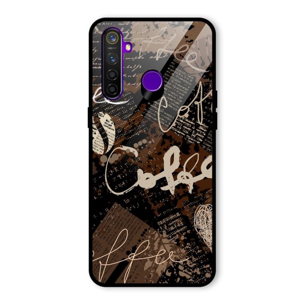 Coffee Scribbles Glass Back Case for Realme 5 Pro