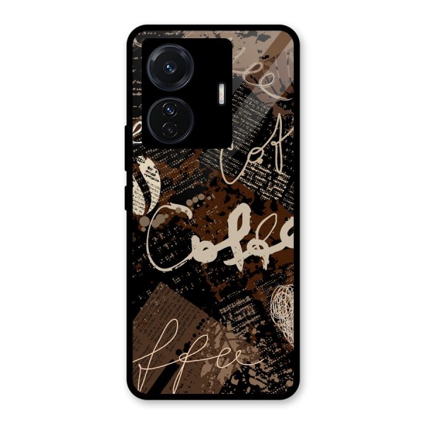 Coffee Scribbles Glass Back Case for Vivo T1 Pro