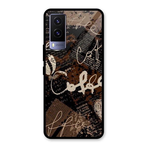 Coffee Scribbles Glass Back Case for Vivo V21e 5G