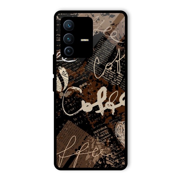 Coffee Scribbles Glass Back Case for Vivo V23 Pro