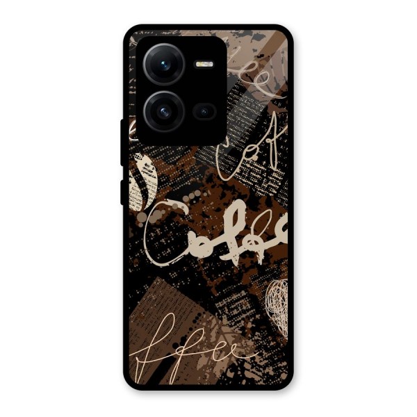 Coffee Scribbles Glass Back Case for Vivo V25