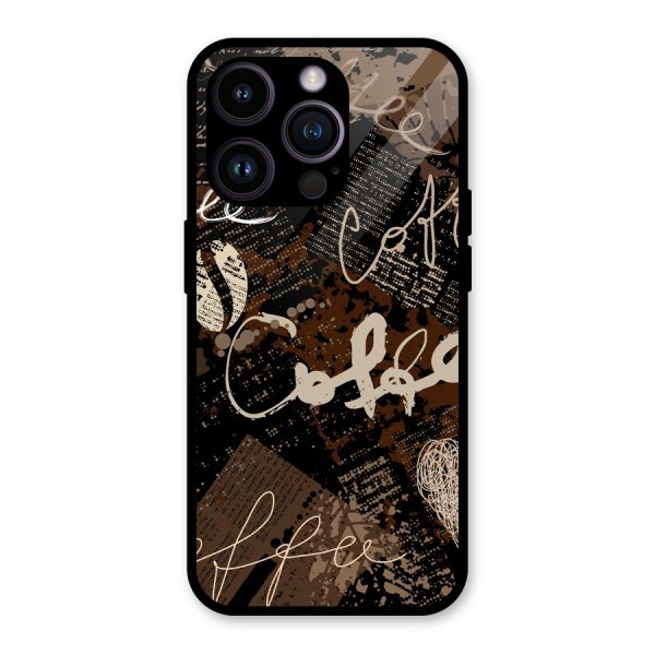 Coffee Scribbles Glass Back Case for iPhone 14 Pro