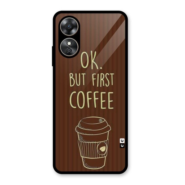 Coffee Stripes Glass Back Case for Oppo A17