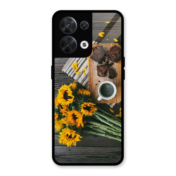 Coffee and Flowers Glass Back Case for Oppo Reno8 5G