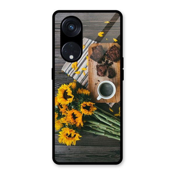 Coffee and Flowers Glass Back Case for Reno8 T 5G