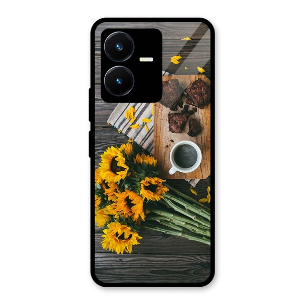 Coffee and Flowers Glass Back Case for Vivo Y22