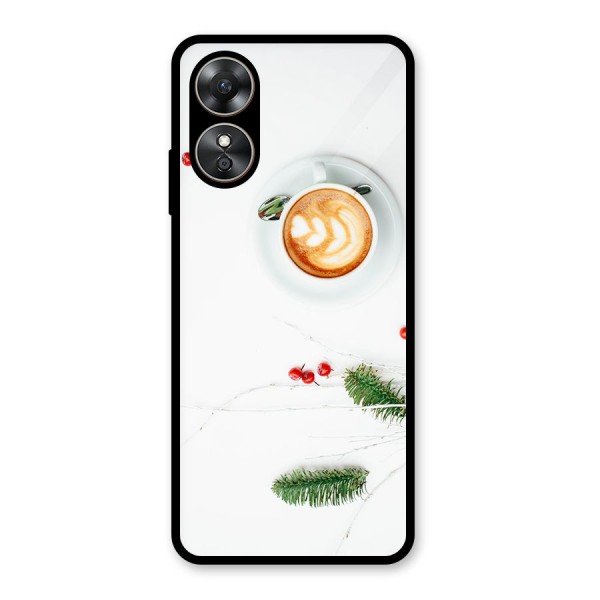 Coffee and Leafs Glass Back Case for Oppo A17