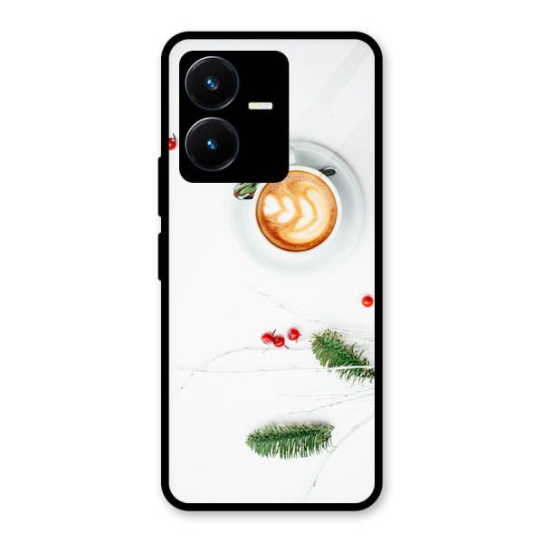 Coffee and Leafs Glass Back Case for Vivo Y22