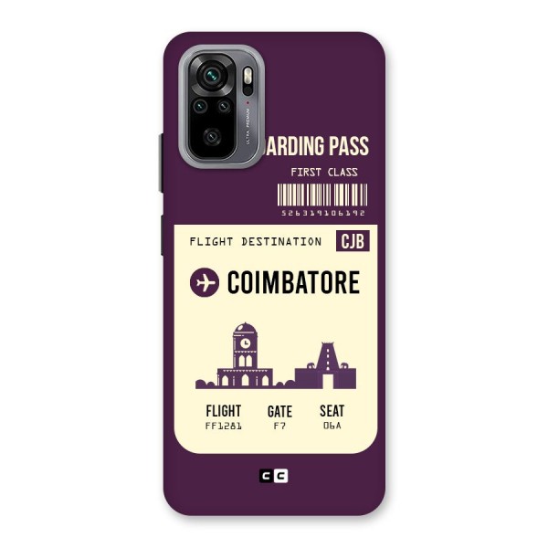 Coimbatore Boarding Pass Back Case for Redmi Note 10