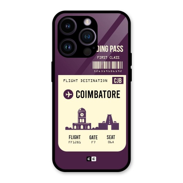Coimbatore Boarding Pass Glass Back Case for iPhone 14 Pro