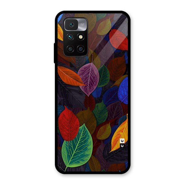 Colorful Leaves Pattern Glass Back Case for Redmi 10 Prime