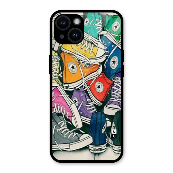 Colorful Shoes Glass Back Case for iPhone 14