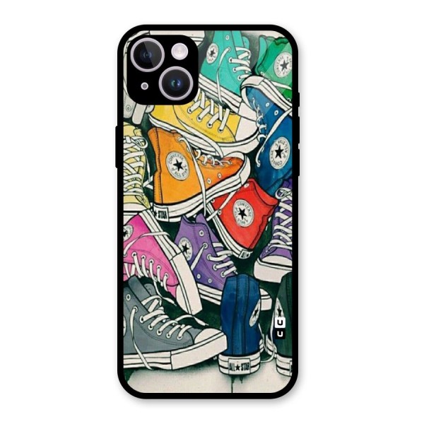 Colorful Shoes Glass Back Case for iPhone 14 Plus