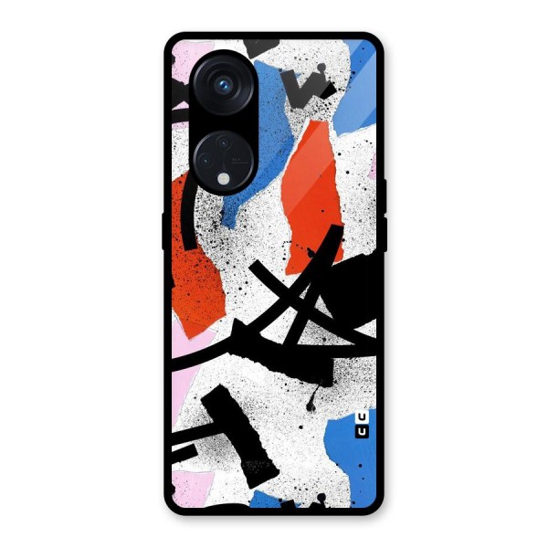 Coloured Abstract Art Glass Back Case for Reno8 T 5G