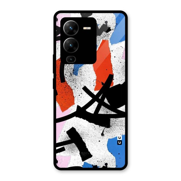 Coloured Abstract Art Glass Back Case for Vivo V25 Pro