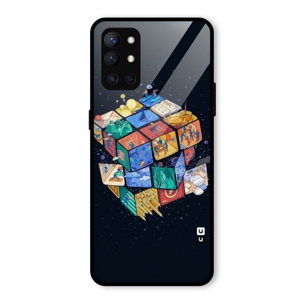 Coloured Rubic Glass Back Case for OnePlus 9R