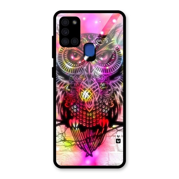 Colourful Owl Glass Back Case for Galaxy A21s