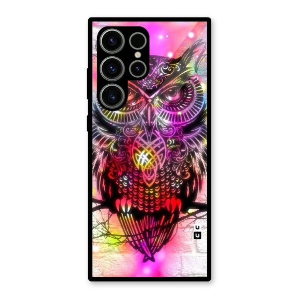 Colourful Owl Glass Back Case for Galaxy S23 Ultra