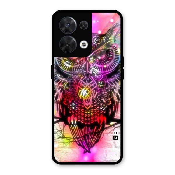 Colourful Owl Glass Back Case for Oppo Reno8 5G