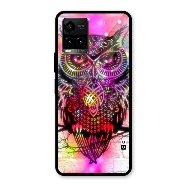 Colourful Owl Glass Back Case for Vivo Y21 2021