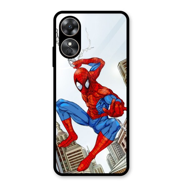 Comic Spider Man Glass Back Case for Oppo A17