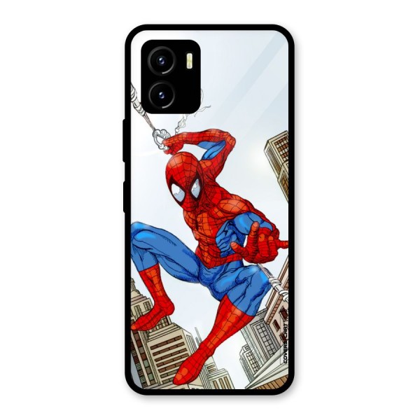 Comic Spider Man Glass Back Case for Vivo Y15s