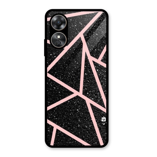 Concrete Black Pink Stripes Glass Back Case for Oppo A17