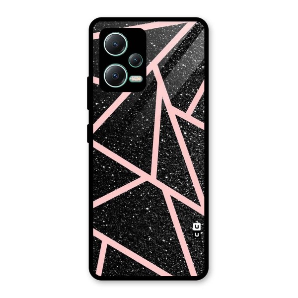 Concrete Black Pink Stripes Glass Back Case for Redmi Note 12 5G