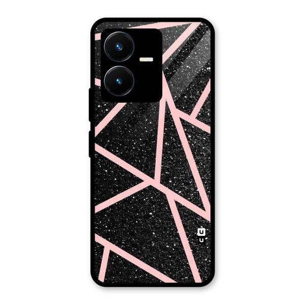 Concrete Black Pink Stripes Glass Back Case for Vivo Y22