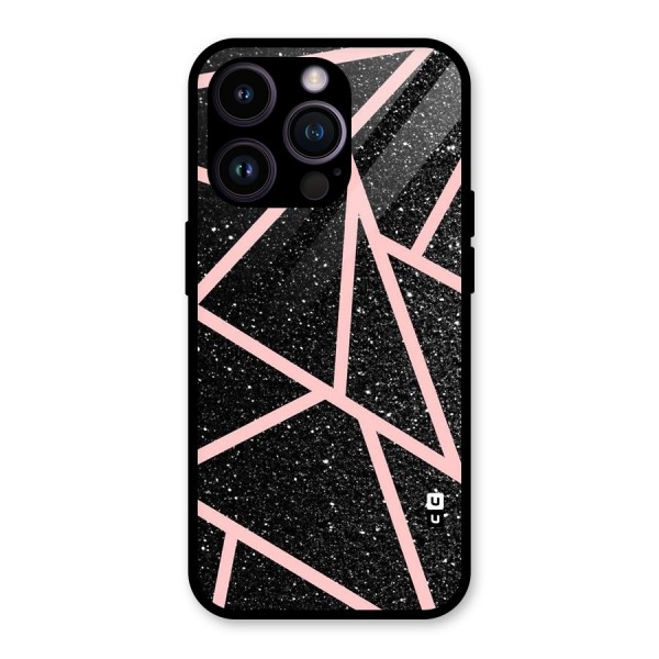 Concrete Black Pink Stripes Glass Back Case for iPhone 14 Pro
