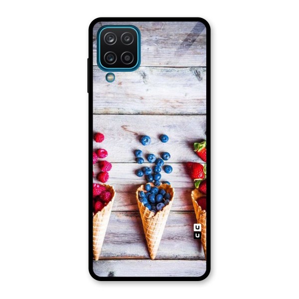 Cone Fruits Design Glass Back Case for Galaxy A12