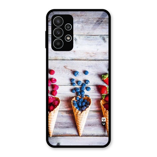 Cone Fruits Design Glass Back Case for Galaxy A23