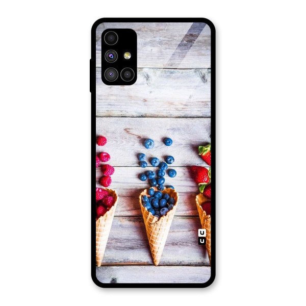 Cone Fruits Design Glass Back Case for Galaxy M51