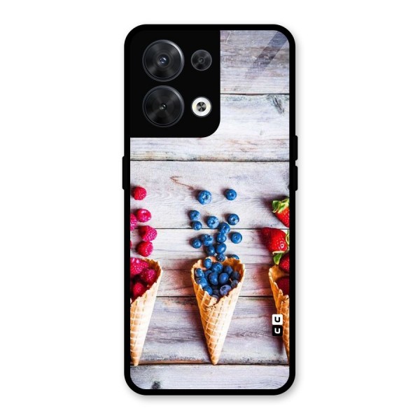 Cone Fruits Design Glass Back Case for Oppo Reno8 5G