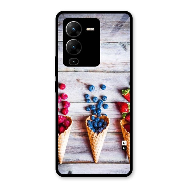 Cone Fruits Design Glass Back Case for Vivo V25 Pro