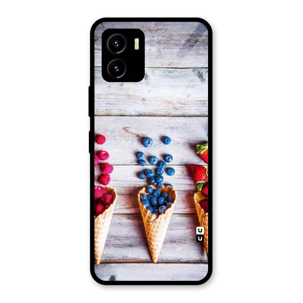 Cone Fruits Design Glass Back Case for Vivo Y15s