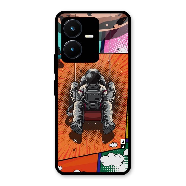 Cool Astraunaut Comic Swing Glass Back Case for Vivo Y22