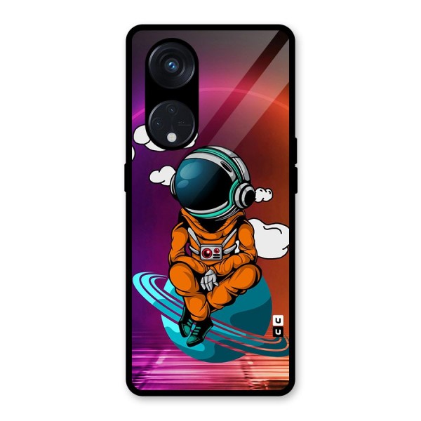 Cool Astraunaut Relaxing Glass Back Case for Reno8 T 5G