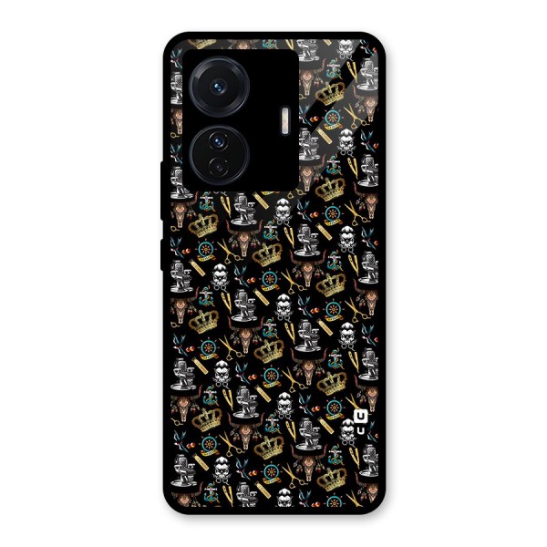 Cool Barber Pattern Glass Back Case for Vivo T1 Pro