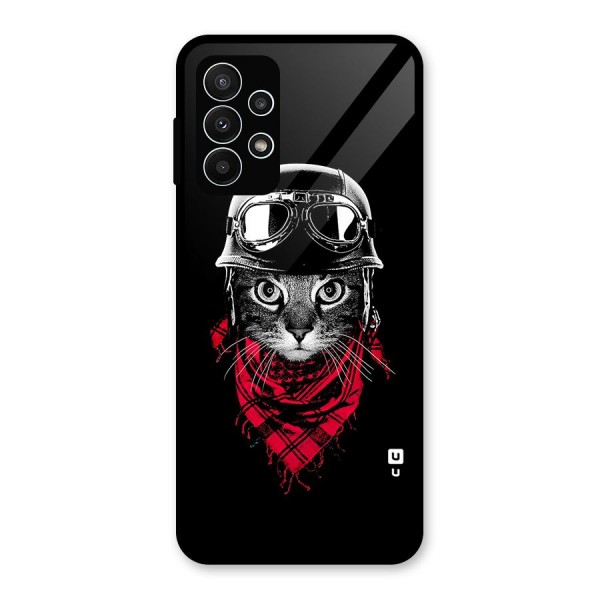 Cool Biker Cat Glass Back Case for Galaxy A23