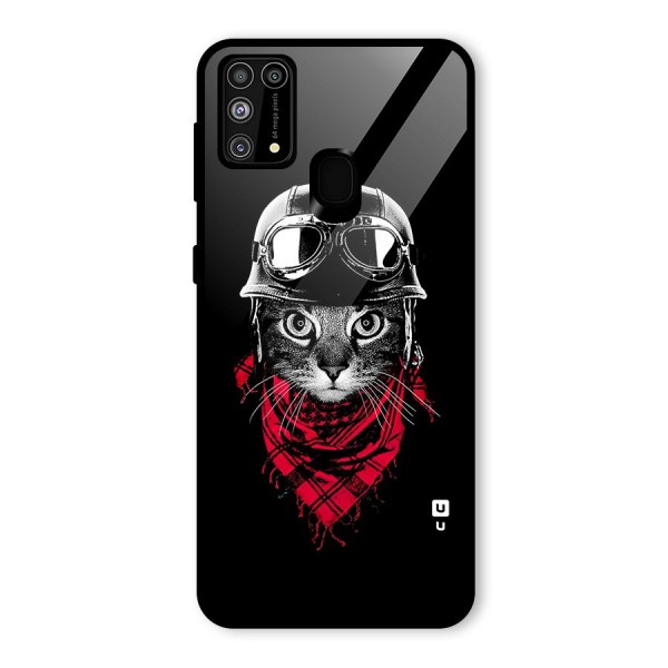 Cool Biker Cat Glass Back Case for Galaxy M31