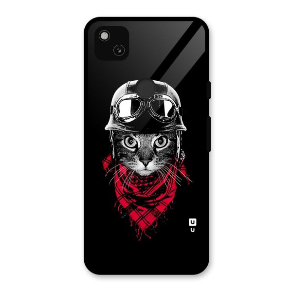 Cool Biker Cat Glass Back Case for Google Pixel 4a