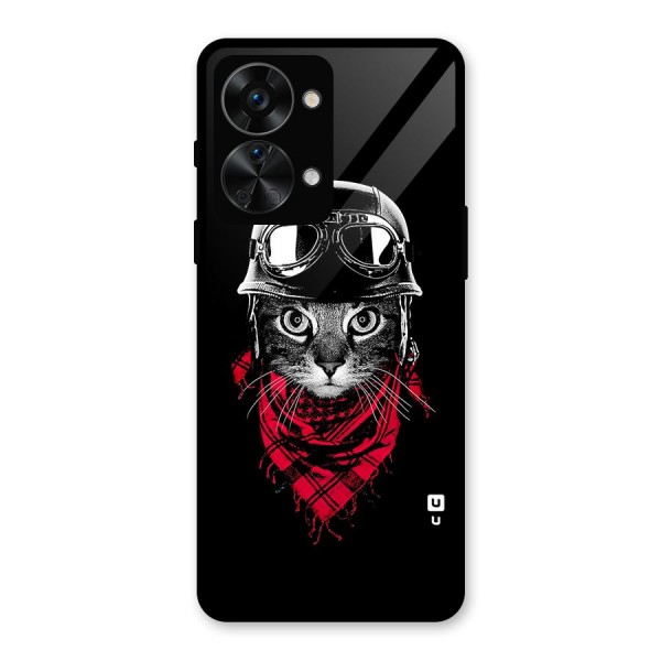 Cool Biker Cat Glass Back Case for OnePlus Nord 2T
