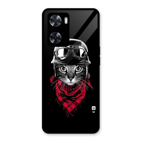 Cool Biker Cat Glass Back Case for Oppo A57 2022