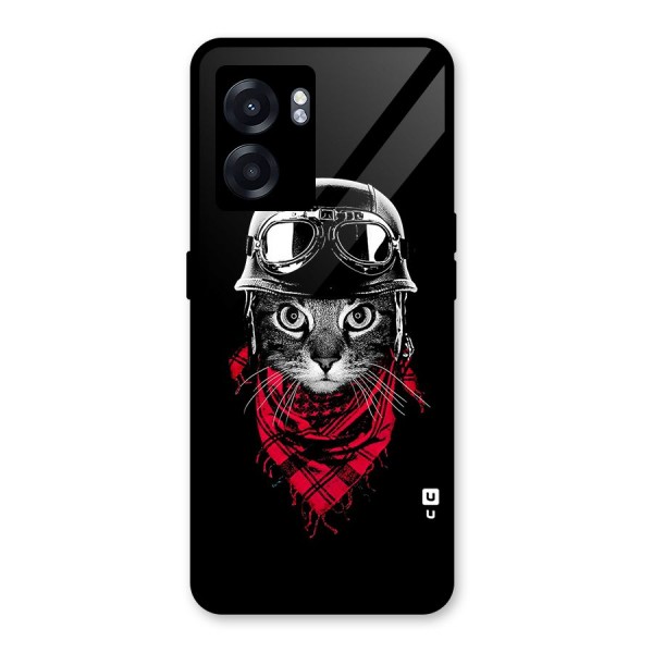 Cool Biker Cat Glass Back Case for Oppo K10 (5G)