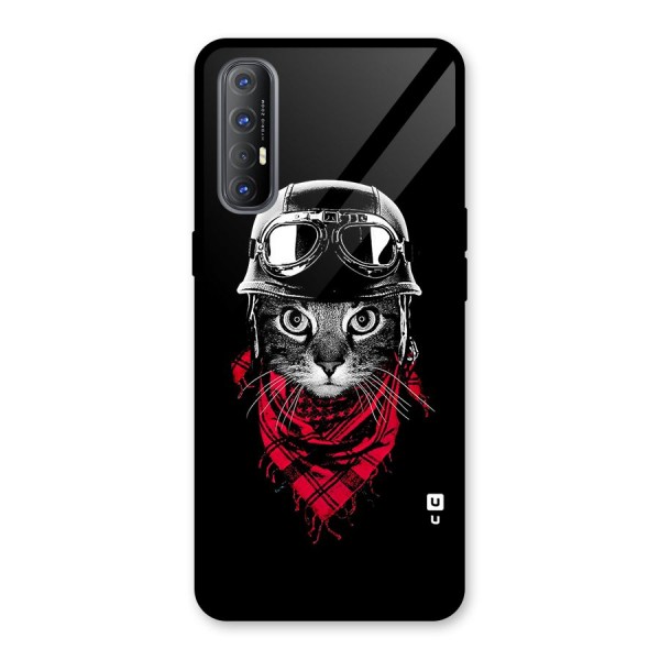 Cool Biker Cat Glass Back Case for Oppo Reno3 Pro