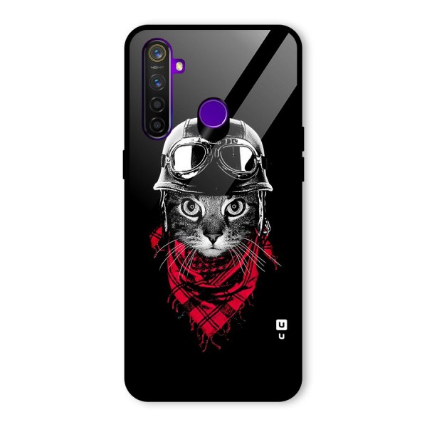 Cool Biker Cat Glass Back Case for Realme 5 Pro