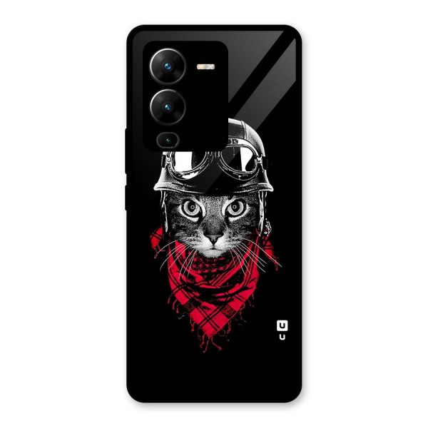 Cool Biker Cat Glass Back Case for Vivo V25 Pro