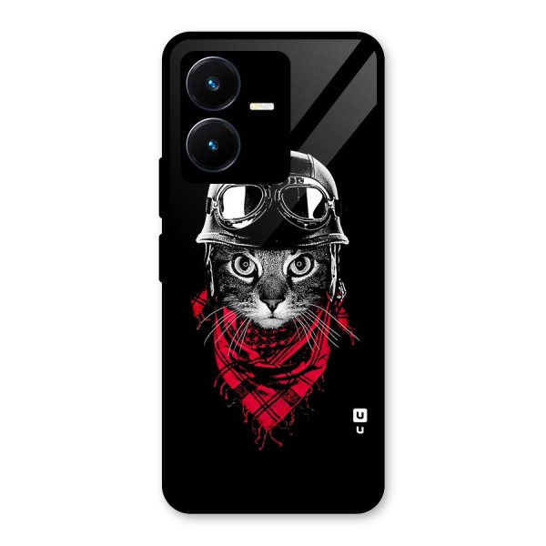 Cool Biker Cat Glass Back Case for Vivo Y22